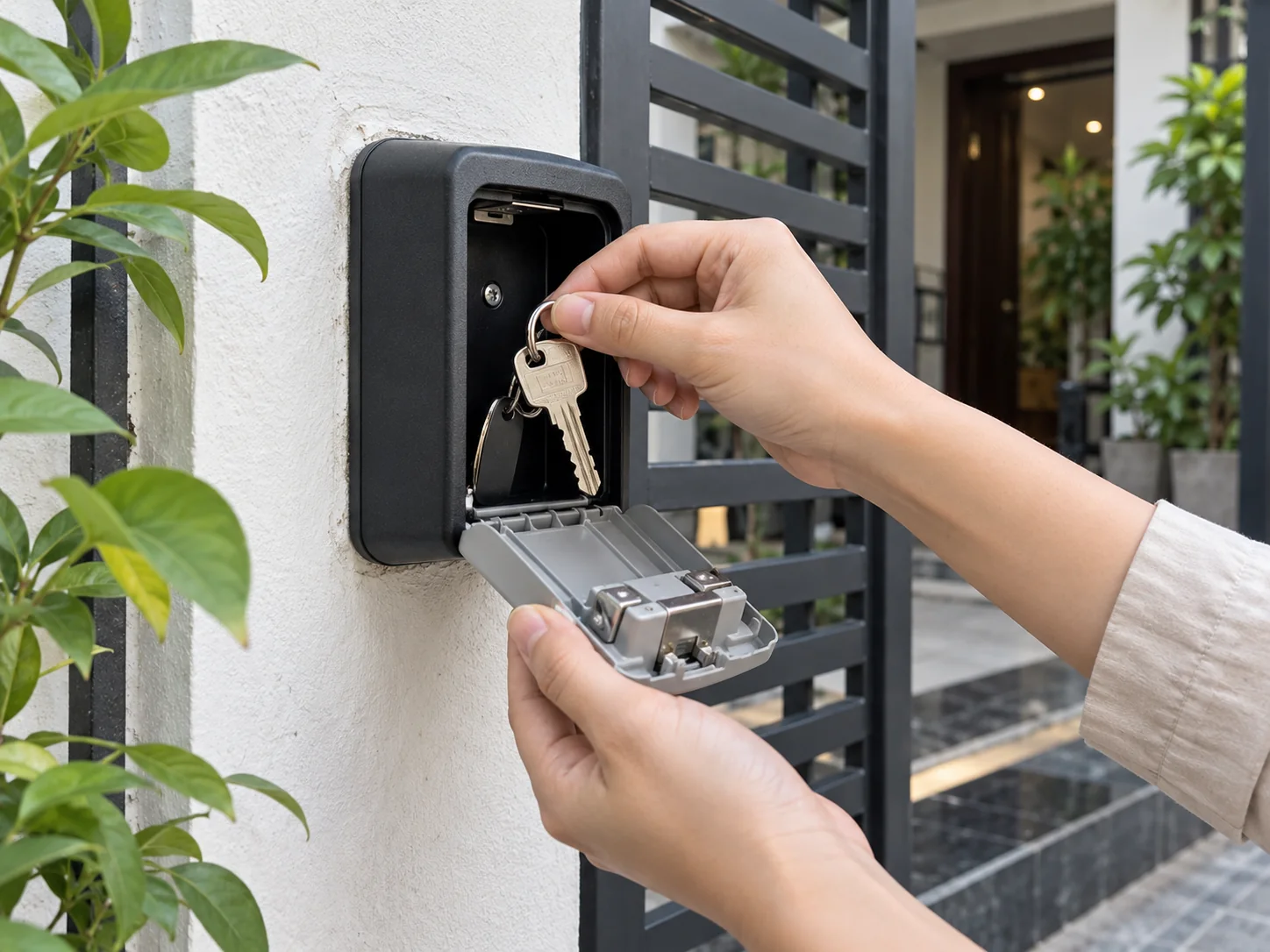 Bước check-in nhà phố: mở lockbox và lấy chìa khóa